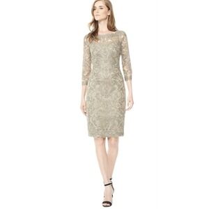 BHLDN Tadashi Shoji Corded Embroidery on Tulle Dress Womens 16 US NWT $420